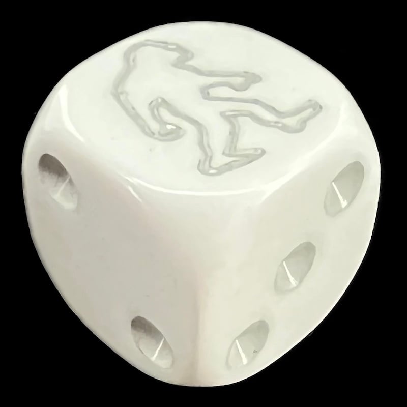 Koplow Opaque White & Grey Bigfoot Sasquatch Yeti Logo D6 Spot Dice