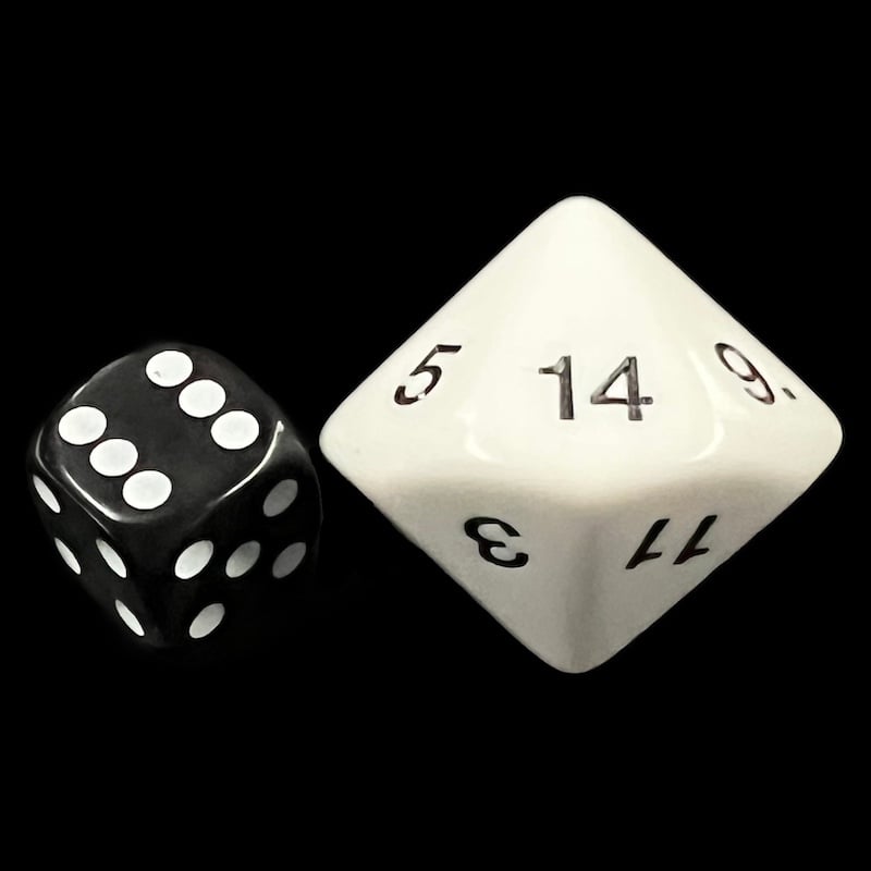 Koplow Opaque White Top Read JUMBO D14 Dice