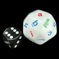 Koplow Opaque White Language - English Alphabet JUMBO 33mm D30 Dice
