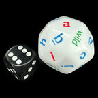 Koplow Opaque White Language - English Alphabet JUMBO 33mm D30 Dice