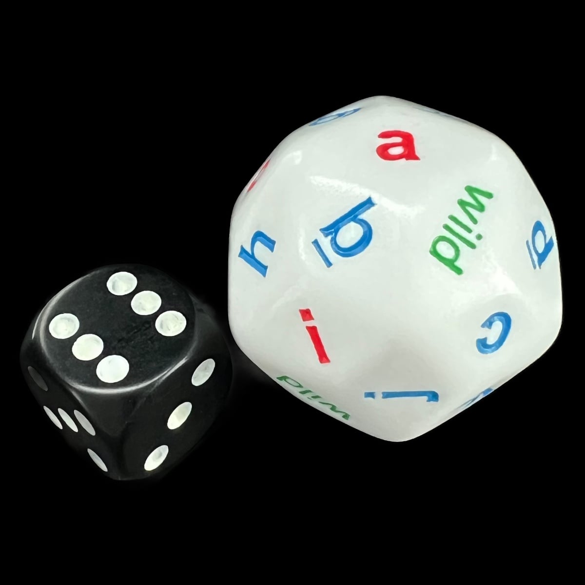 Koplow Opaque White Language - English Alphabet JUMBO 33mm D30 Dice
