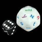 Koplow Opaque White Language - English Alphabet JUMBO 33mm D30 Dice