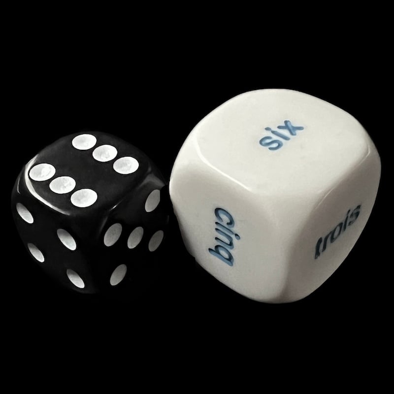 Koplow Opaque White Language - French Number JUMBO 20mm D6 Dice