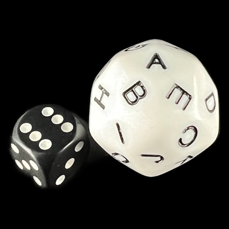 Koplow Opaque White Language - German Alphabet Upper Case JUMBO 33mm D30 Dice