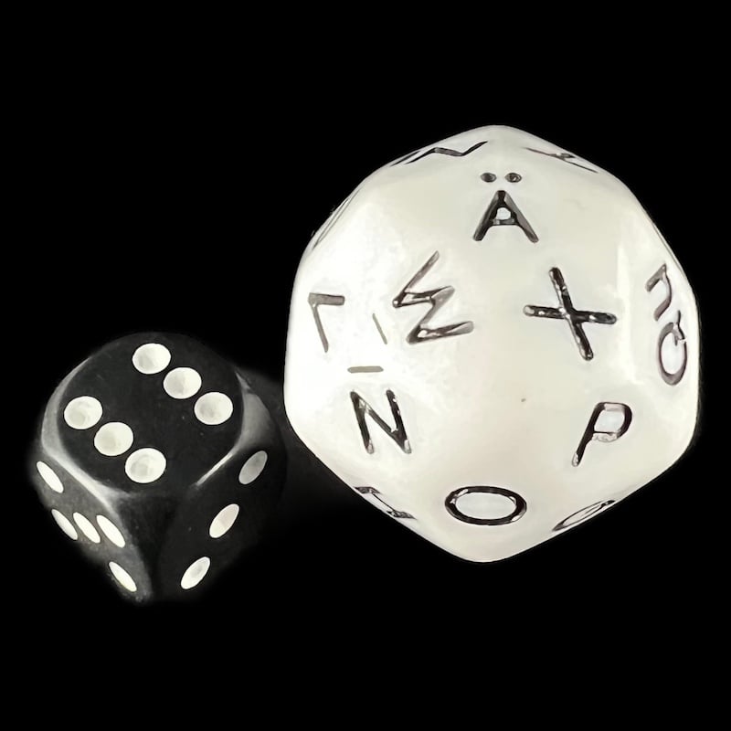 Koplow Opaque White Language - German Alphabet Upper Case JUMBO 33mm D30 Dice