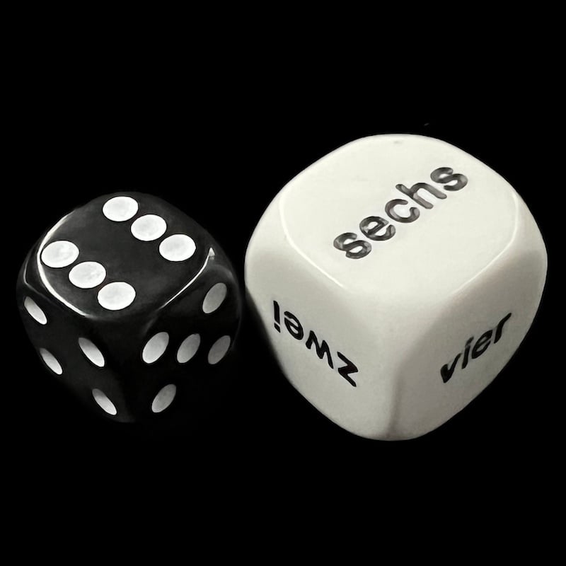 Koplow Opaque White Language - German Number JUMBO 20mm D6 Dice