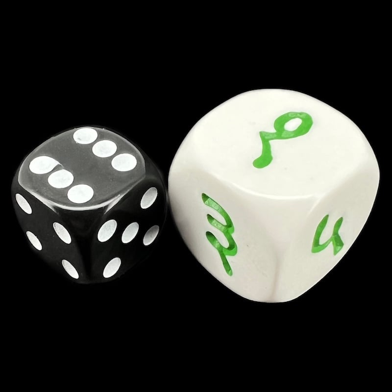 Koplow Opaque White Language - Hindi Number JUMBO 20mm D6 Dice