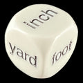 Koplow Opaque White Language - Imperial Linear Measurement D6 Dice