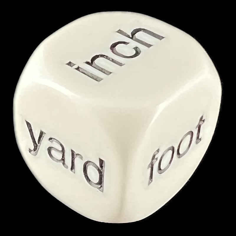 Koplow Opaque White Language - Imperial Linear Measurement D6 Dice