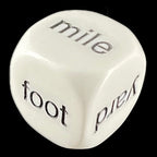 Koplow Opaque White Language - Imperial Linear Measurement D6 Dice