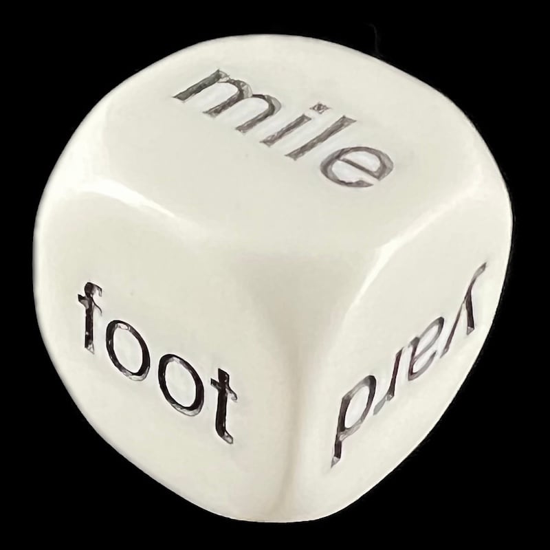 Koplow Opaque White Language - Imperial Linear Measurement D6 Dice
