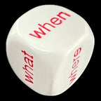 Koplow Opaque White Language - Interrogative Question D6 Dice
