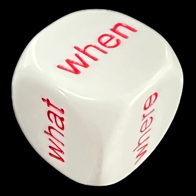 Koplow Opaque White Language - Interrogative Question D6 Dice