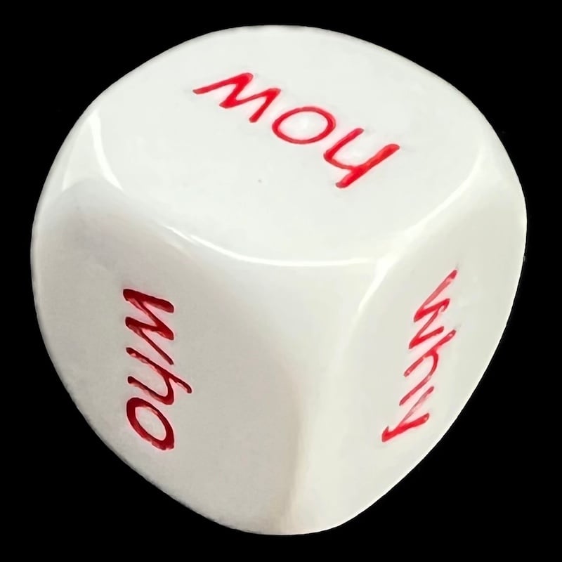 Koplow Opaque White Language - Interrogative Question D6 Dice