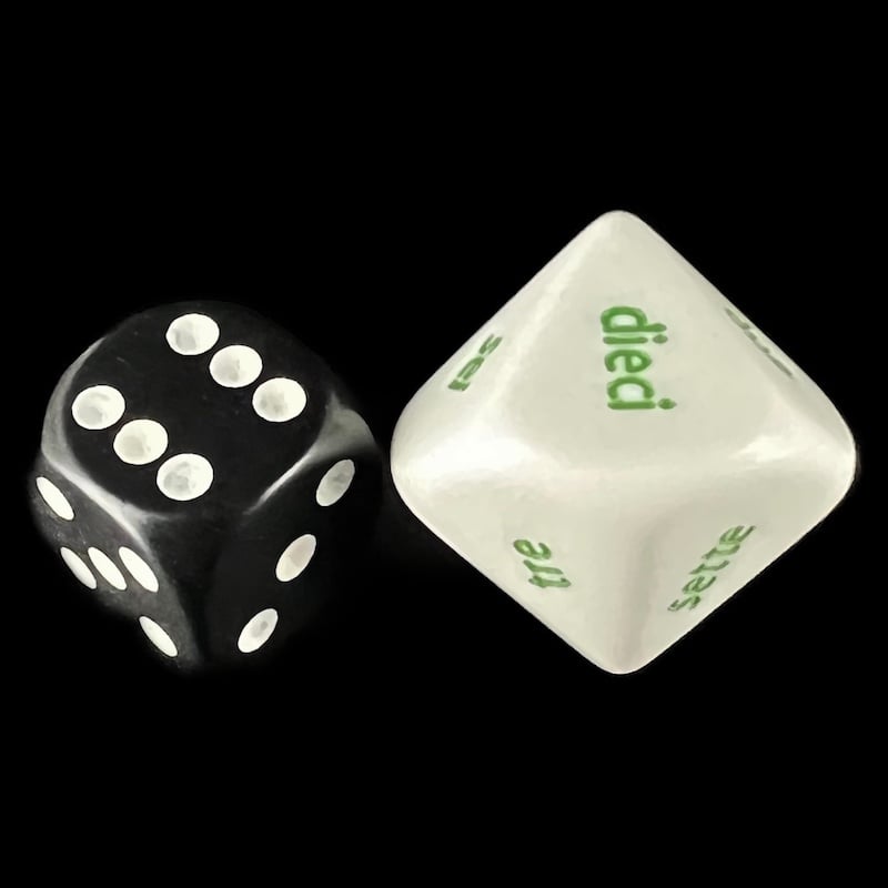 Koplow Opaque White Language - Italian Number JUMBO 20mm D10 Dice