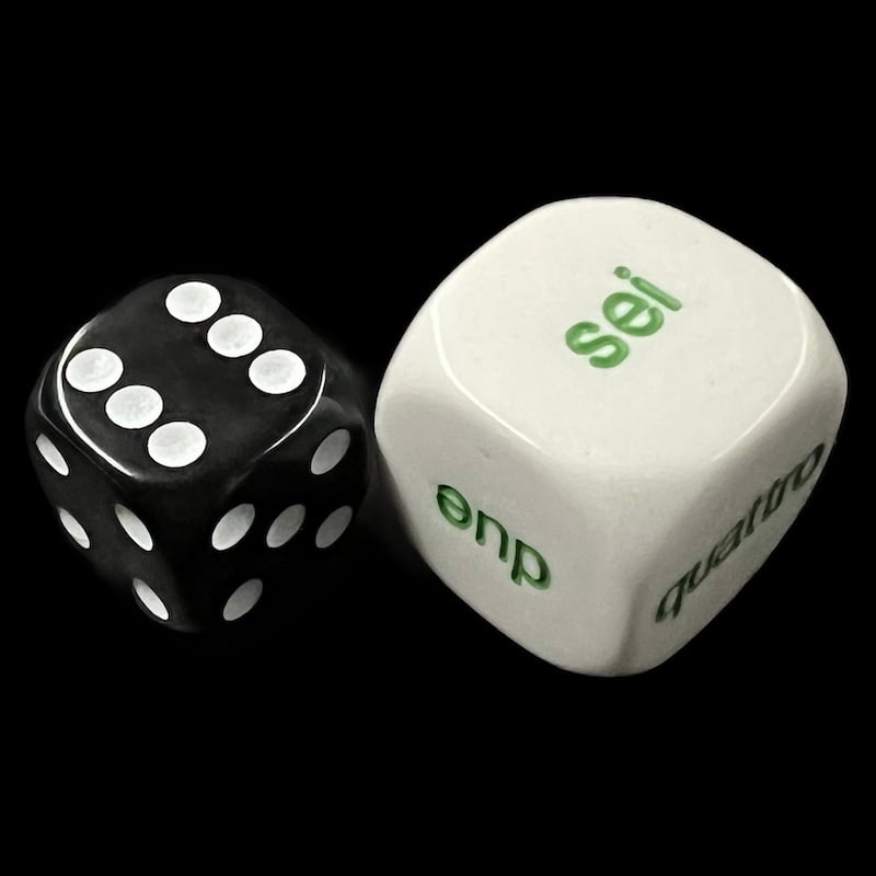 Koplow Opaque White Language - Italian Number JUMBO 20mm D6 Dice - DISCONTINUED