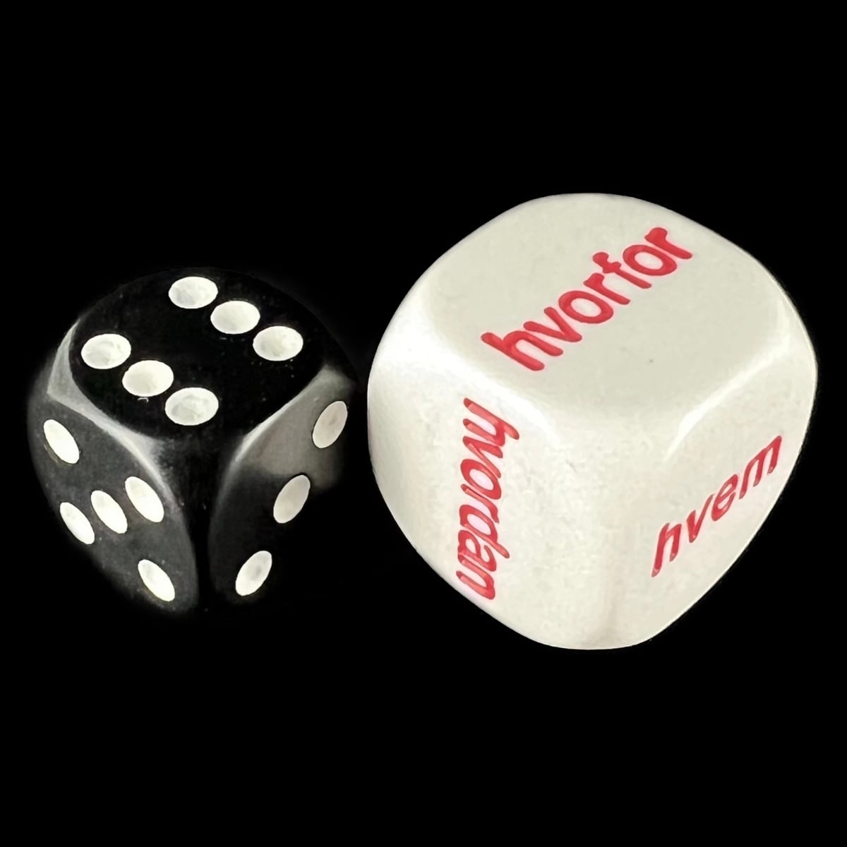 CLEARANCE Koplow Opaque White Language - Norwegian Interrogatory JUMBO 20mm D6 Dice