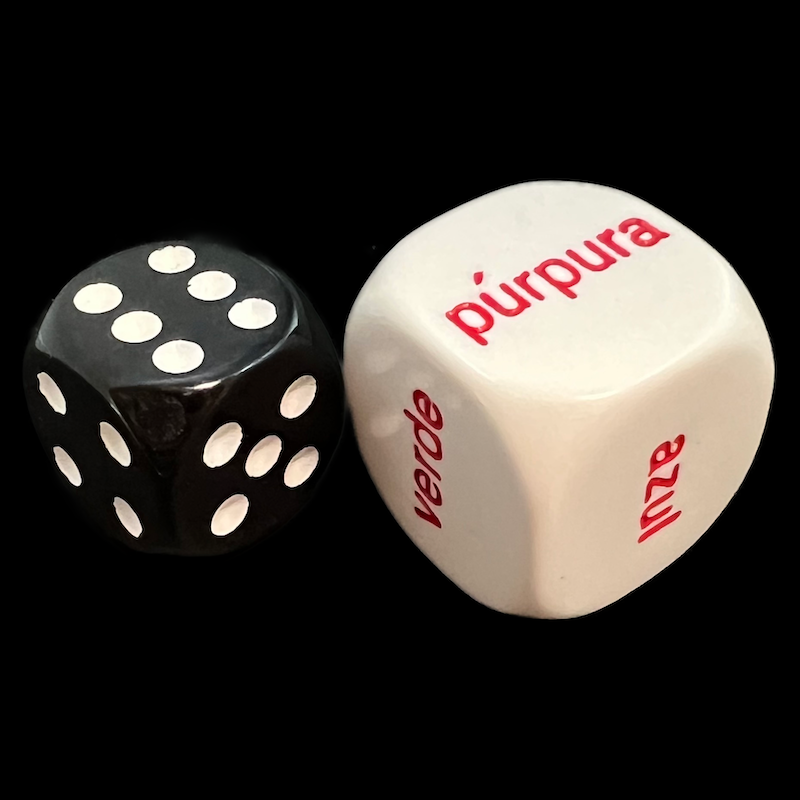 HALF PRICE CLEARANCE Koplow Opaque White Language - Spanish Colour JUMBO 20mm D6 Dice - DISCONTINUED