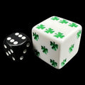 Koplow Opaque White Lucky Shamrock Logo 25mm D6 Spot Dice