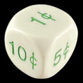 Koplow Opaque White Money Dice - USA Dollar D6 Dice