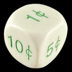 Koplow Opaque White Money Dice - USA Dollar D6 Dice