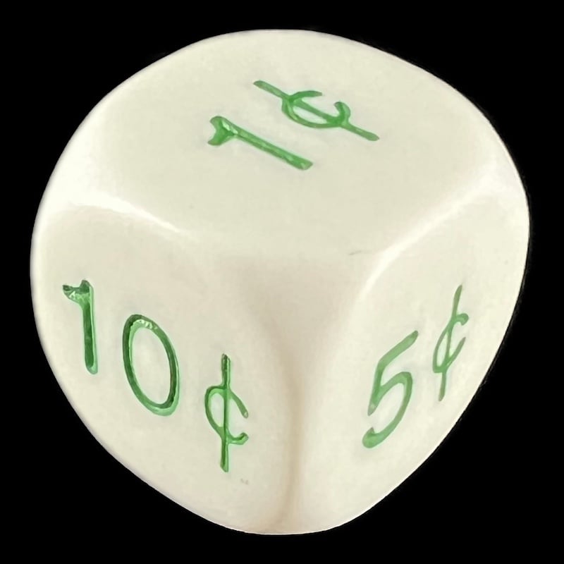 Koplow Opaque White Money Dice - USA Dollar D6 Dice
