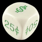 Koplow Opaque White Money Dice - USA Dollar D6 Dice