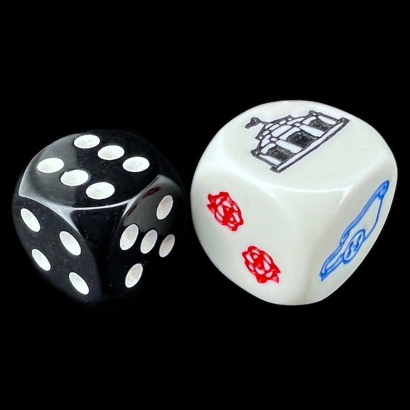 Koplow Opaque White & Multi Colour Carousel Fairground Logo 18mm D6 Dice