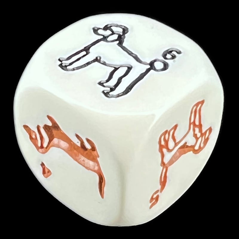 Koplow Opaque White & Multi Colour Dog Breed Animal Logo D6 Dice