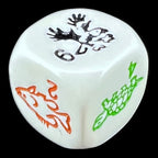 Koplow Opaque White & Multi Colour Species With Numbers Animal Logo D6 Dice