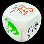 Koplow Opaque White & Multi Colour Species With Numbers Animal Logo D6 Dice