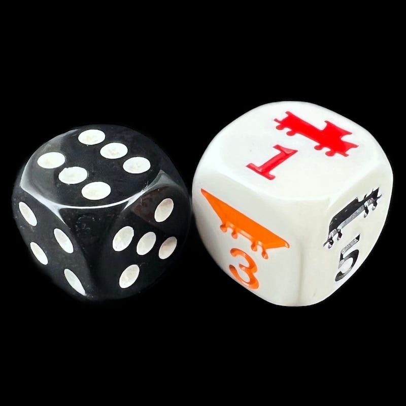 Koplow Opaque White & Multi Colour Steam Train Logo 18mm D6 Dice