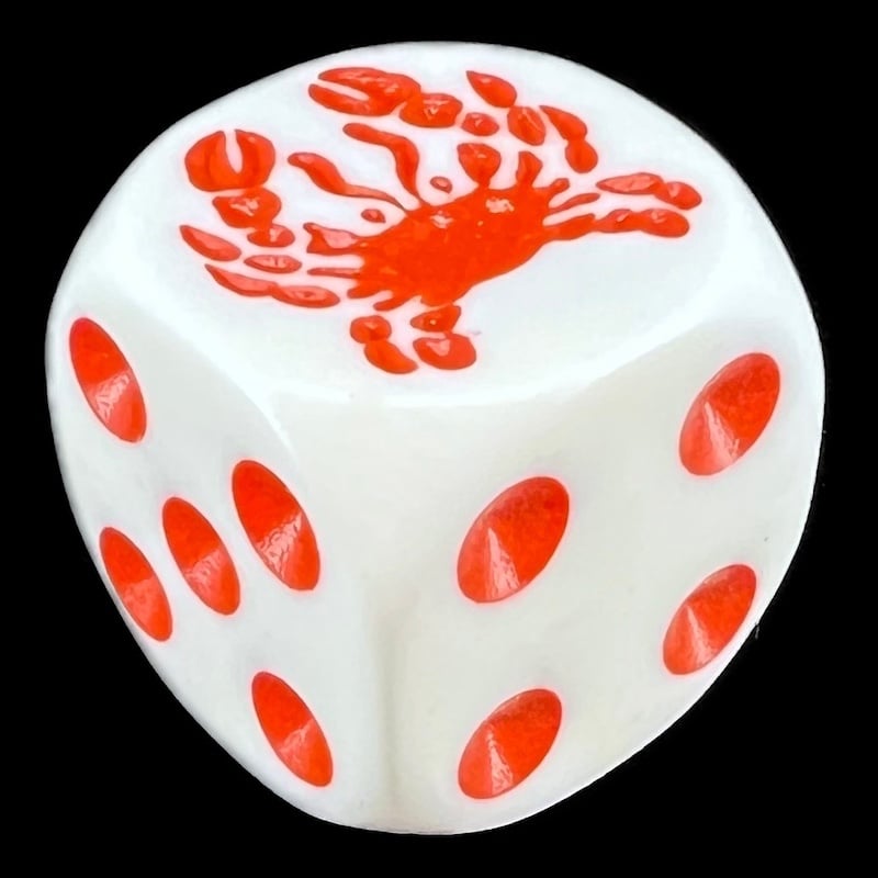 Koplow Opaque White & Orange Crab Animal Logo D6 Spot Dice