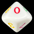 Koplow Opaque White & Rainbow Multi Colour D10 Dice