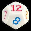 Koplow Opaque White & Rainbow Multi Colour D12 Dice