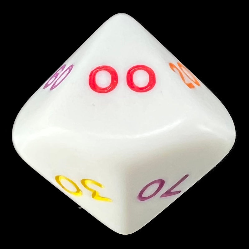 Koplow Opaque White & Rainbow Multi Colour Percentile Dice