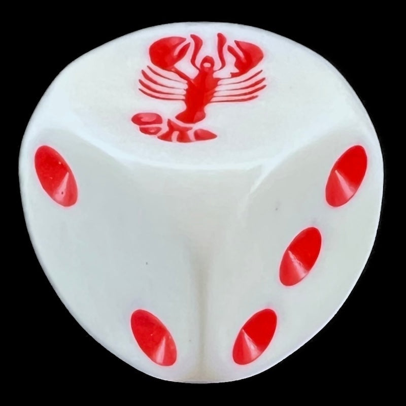 Koplow Opaque White & Red Lobster Animal Logo D6 Spot Dice