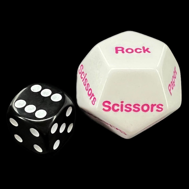 Koplow Opaque White & Red Rock Paper Scissors JUMBO 28mm D12 Dice