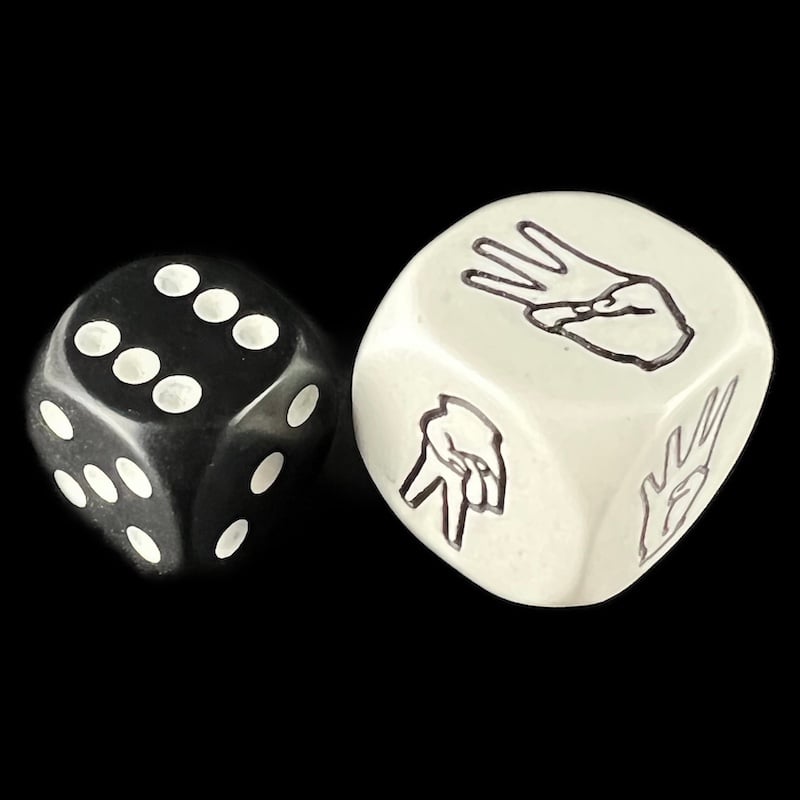 Koplow Opaque White Sign Language 1-6 JUMBO 20mm D6 Dice