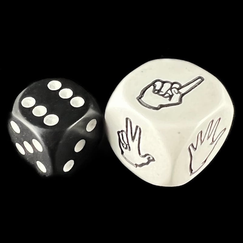 Koplow Opaque White Sign Language 1-6 JUMBO 20mm D6 Dice