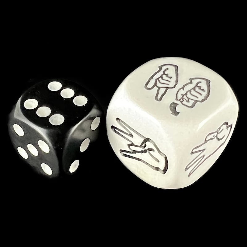 CLEARANCE Koplow Opaque White Sign Language 7-12 JUMBO 20mm D6 Dice