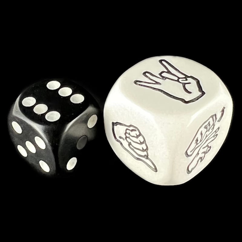 CLEARANCE Koplow Opaque White Sign Language 7-12 JUMBO 20mm D6 Dice