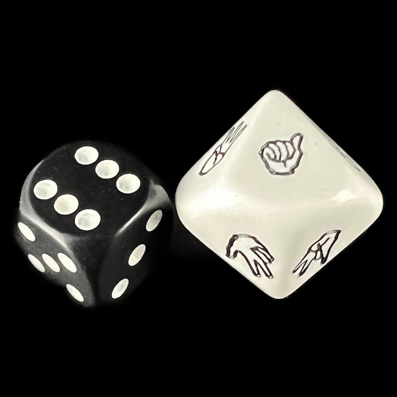 Koplow Opaque White Sign Language JUMBO 20mm D10 Dice