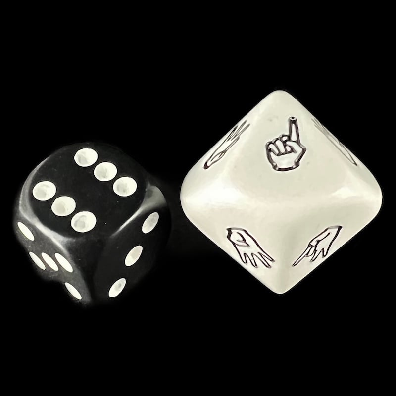 Koplow Opaque White Sign Language JUMBO 20mm D10 Dice
