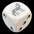 Koplow Opaque White & Silver Wolf Animal Logo D6 Spot Dice