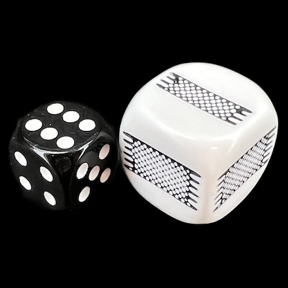 Koplow Opaque White Attributes - Thick & Thin JUMBO 22mm D6 Dice