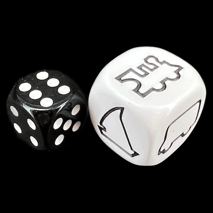 Koplow Opaque White Attributes - Transportation JUMBO 22mm D6 Dice