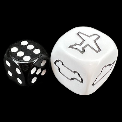Koplow Opaque White Attributes - Transportation JUMBO 22mm D6 Dice