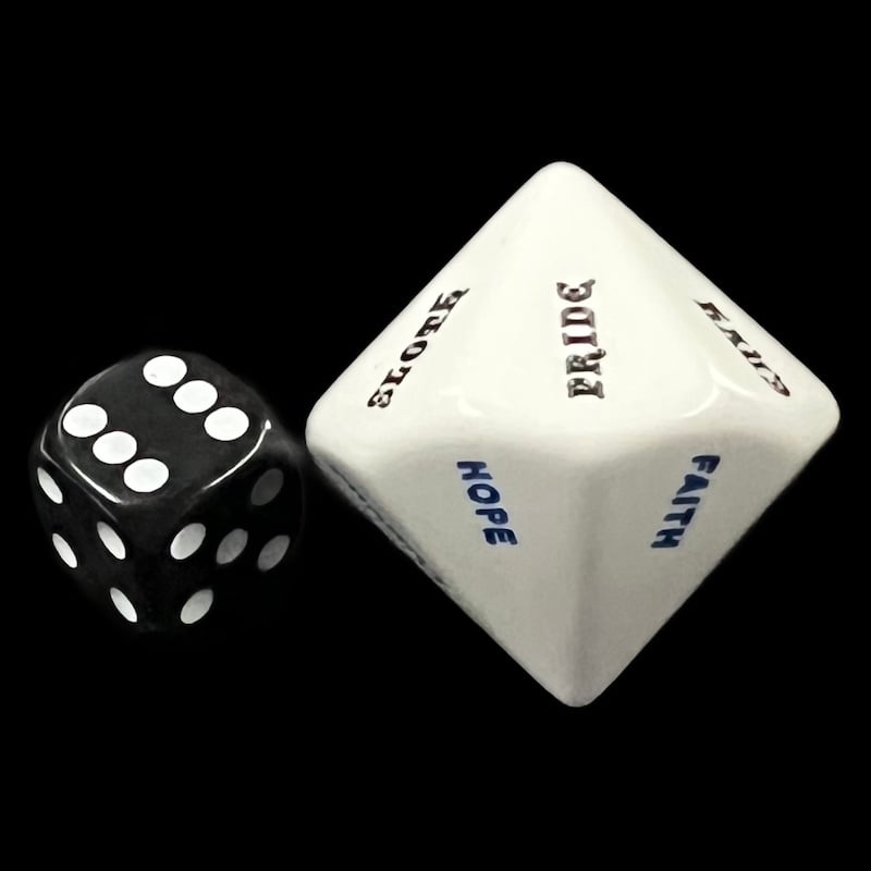 Koplow Opaque White Virtues and Sins JUMBO D14 Dice