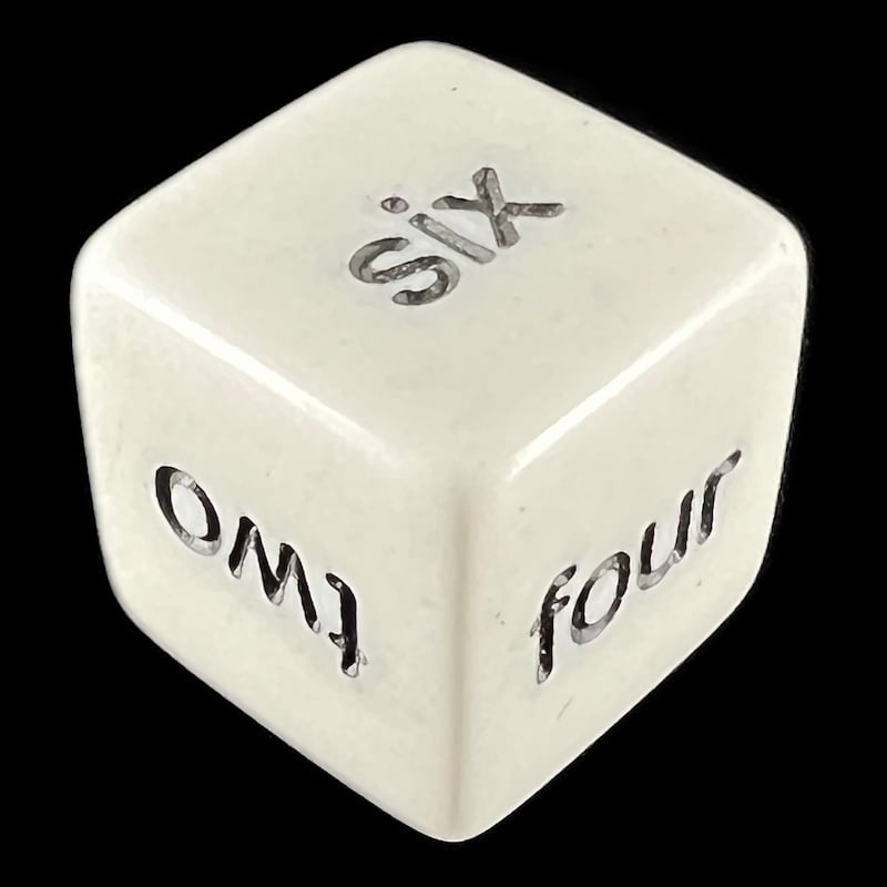 Koplow Opaque White Word Number D6 Dice
